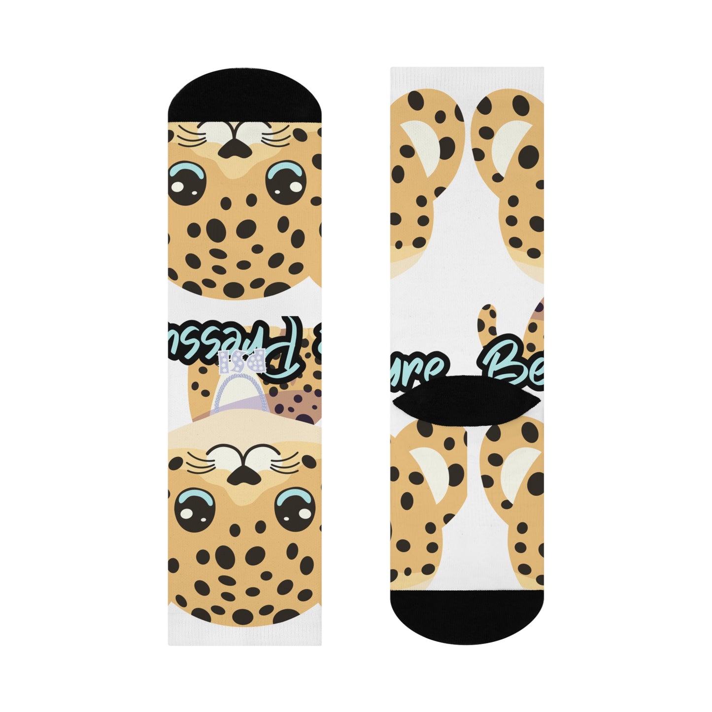 Be Pressure "Baby Leopard" Cushioned Crew Socks - Fun and Comfortable Footwear for Everyday Wear