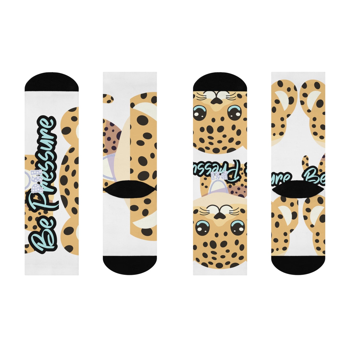 Be Pressure "Baby Leopard" Cushioned Crew Socks - Fun and Comfortable Footwear for Everyday Wear